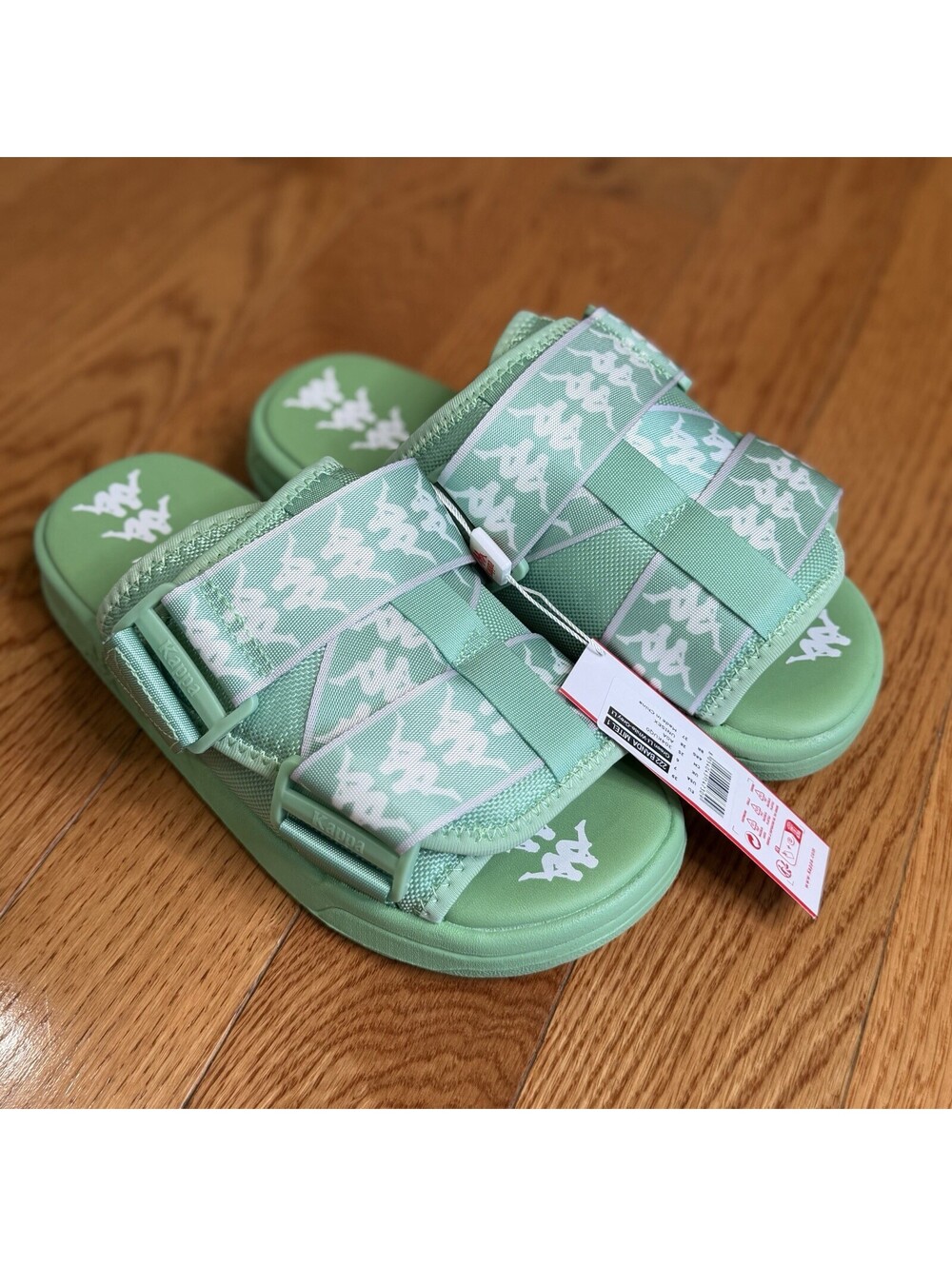 Size US 7 Kappa 222 Banda Mitel 1 Mint Green LT-white-Grey Sandals Unisex Slides